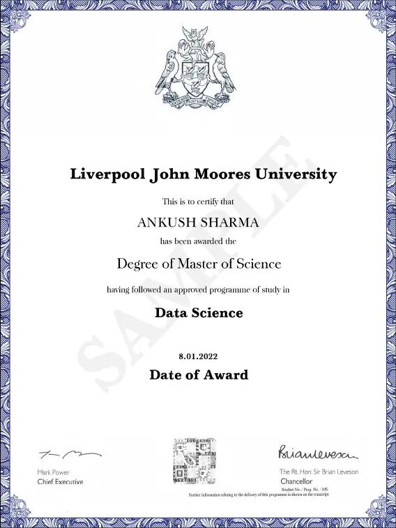 Sample Degree Certificate