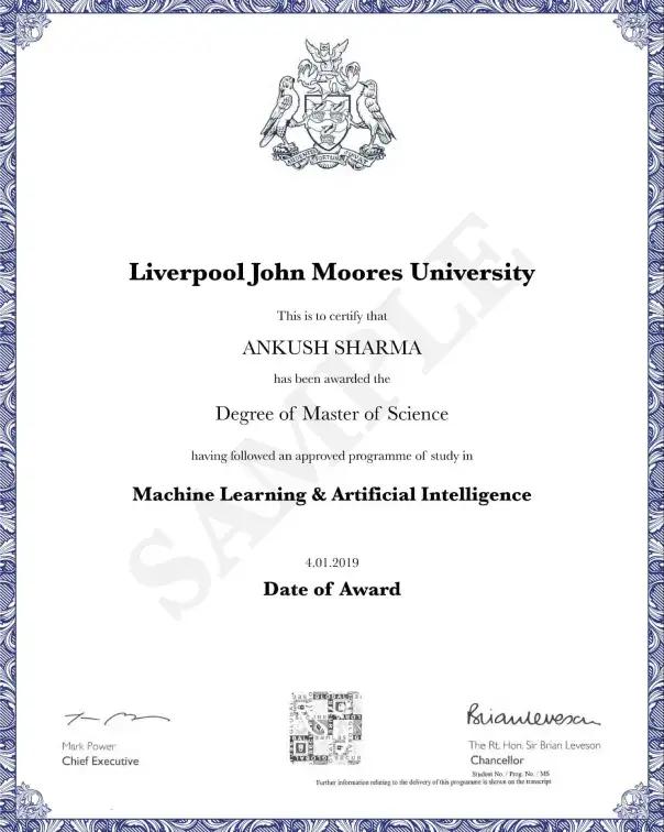 Sample Degree Certificate
