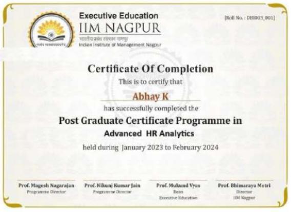 Sample Degree Certificate