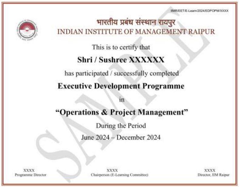 Sample Degree Certificate