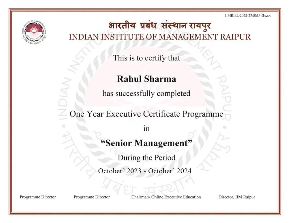 Sample Degree Certificate